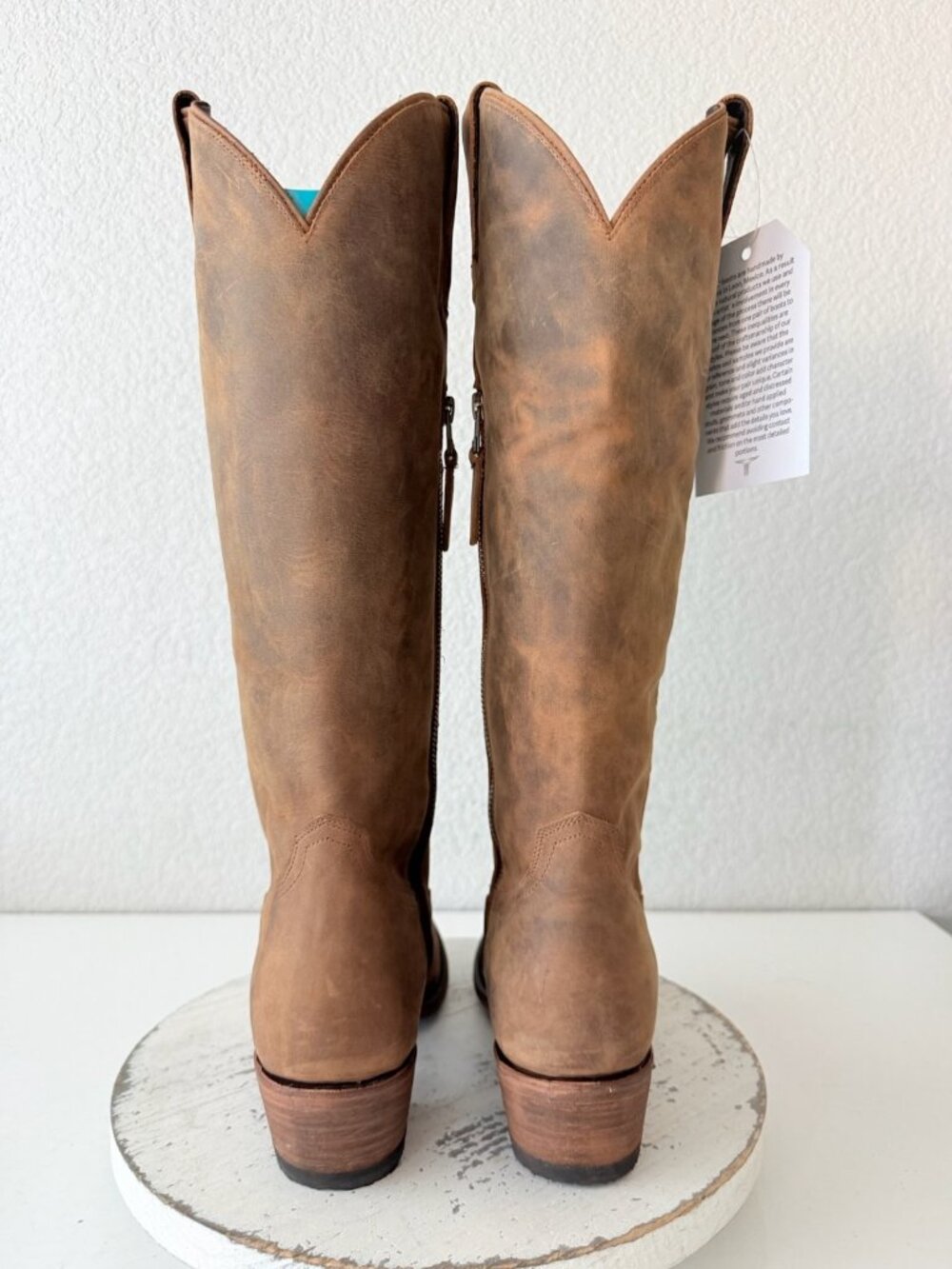 Lane PLAIN JANE Burnt Caramel Brown Cowboy Boots Size 9 Western Leather Mid Calf - Picture 3 of 11